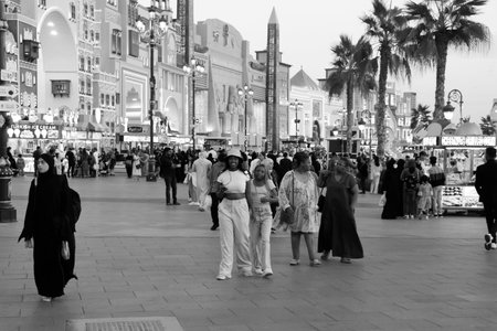 Dubai, United Arab Emirates - January 3  2023 group of people visiting dubai shopping festival in global villageのeditorial素材