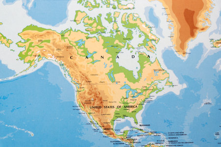 world map of north america continent with united states of america, canada and mexico with all...