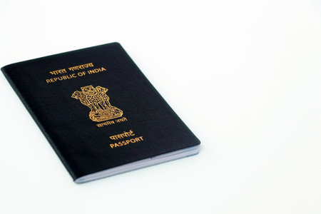 indian passport in close up with white background and spaceの写真素材