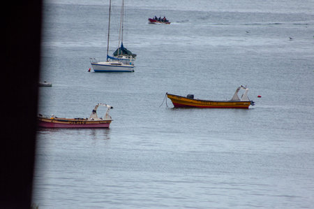 Fishing boats in the bay of La Palma, Canary Islands, Spainの写真素材
