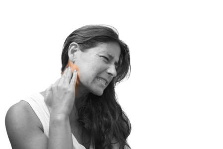 Neck pain. A middle-aged woman with muscle and bone pain in different parts of the bodyの写真素材