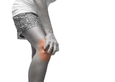 Knee pain. A middle-aged woman with muscle and bone pain in different parts of the bodyの写真素材