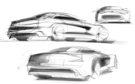 Process of a digital sketch of a modern automotive concept carの写真素材
