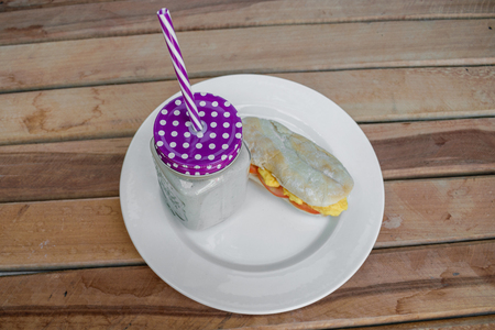 Delicious smoothie with sandwichの写真素材