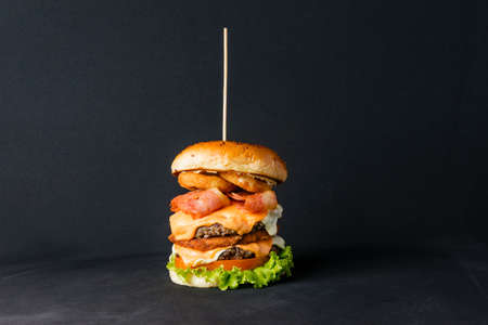 delicious burger ready to enjoy with family or friendsの写真素材