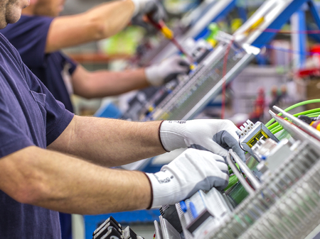 Hands Mounting plate assembly Electronicの写真素材