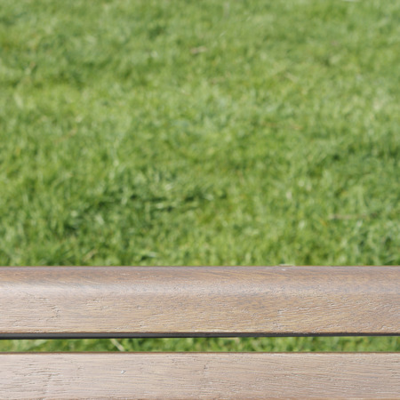 bench over green lawnの写真素材