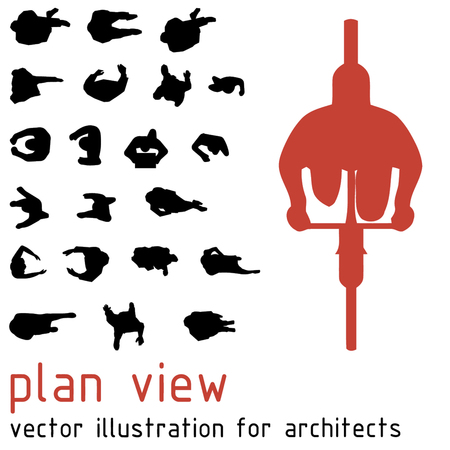 Plan view silhouettes for architectural designs. のイラスト素材