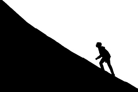 Young boy going up on a slope. Facing a challenge conceptのイラスト素材
