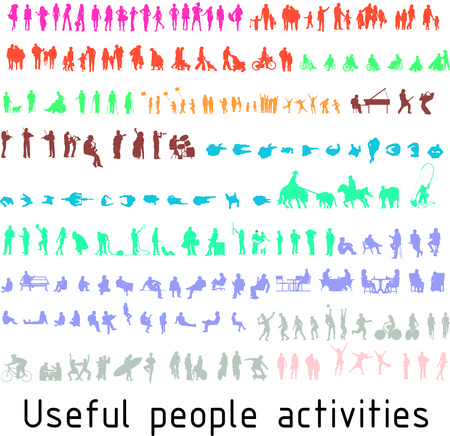 Colorful silhouettes for useful people activities vectorのイラスト素材
