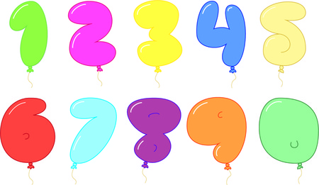 Balloon shape colorful numbers.のイラスト素材