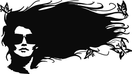 beautiful woman silhouette with butterflies. のイラスト素材