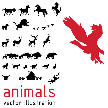 detailed silhouettes animalsのイラスト素材