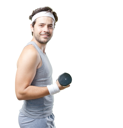 funny retro sport guy on whiteの写真素材