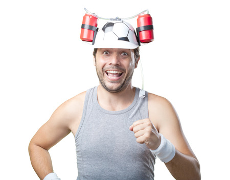 funny retro sport guy on whiteの写真素材