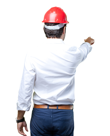 Young architect working over white backgroundの写真素材