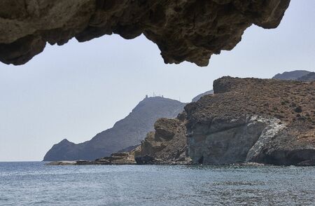 Beautiful wild cliff in the natural park of Cabo de Gata, Almeria, EspaÃ±aの写真素材