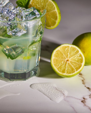 A refreshing and tasty mojito with good herb