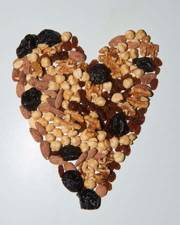 Various nuts and dried fruits ideal for intestinal transit