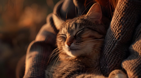 photography cat, tender, in armsの素材