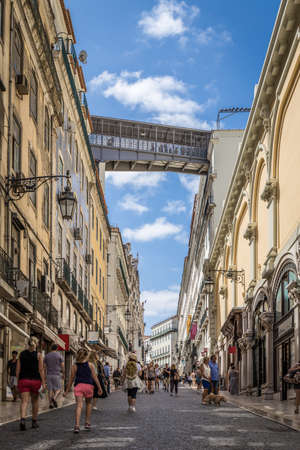 Santa Justa Lift and this walkway allows to travel between the lower streets of the main Baixa and the higher Largo do Carmo Carmo Square.のeditorial素材