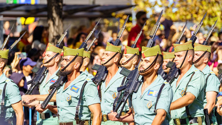Madrid, Spain, October 12, 2022: parade of the special corps of the Legionaries in the streets of Madrid on Columbus Day.のeditorial素材