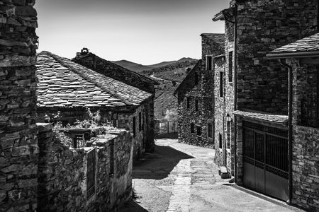Old stone houses in villages in the interior of Spain, Castilla la Mancha.
