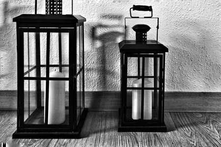 Candles black and whiteの写真素材