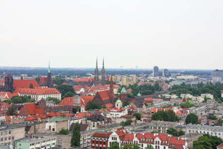 stunning landscape of the city of Wroclaw in Poland, General view of the city of torre Maria...