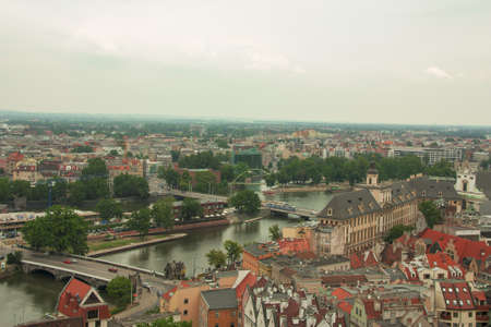 stunning landscape of the city of Wroclaw in Poland, General view of the city of torre Maria Magdalena Church.のeditorial素材