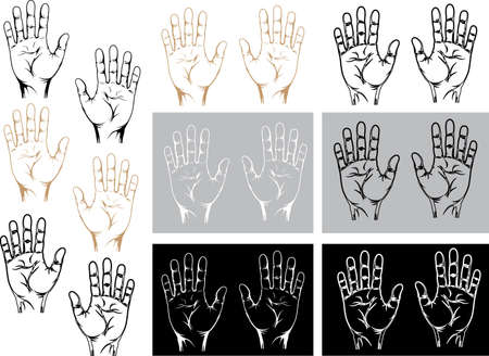 silhouettes of palms of the hands left and rightのイラスト素材