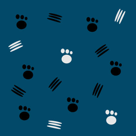 Vector animal seamless pattern of paw footprint- endless textureのイラスト素材