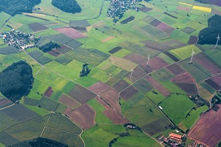 Beautiful peaceful landscape, seen from airplaneの写真素材
