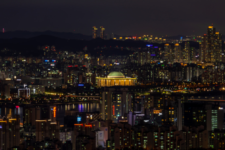 Seoul City the capital of South Korea. View from the N Seoul Towerのeditorial素材