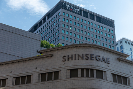 SEOUL, SOUTH KOREA - MAY 5, 2018: Shinsegae department store in Myeongdong Seoul, South Korea.のeditorial素材
