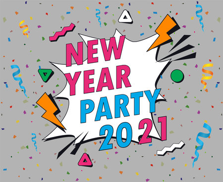 Abstract 2021 happy new year with a gray background and colorful text and elements.のイラスト素材