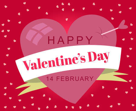 Happy valentine's day lettering with a pink heart Free Vectorのイラスト素材