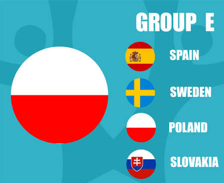 European football 2020 teams.Group E Poland Flag.European soccer finalのイラスト素材