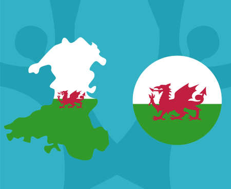 European football 2020 teams.European soccer final.Wales mapのイラスト素材