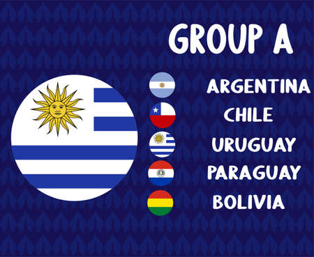 America Latine football 2020 teams.Group A Uruguay Flag.America Latine soccer finalのイラスト素材