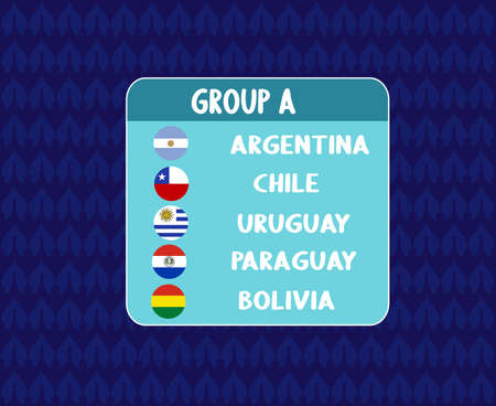 America Latine football 2020 teams.America Latine soccer final.Group A Argentina Chile Uruguay Paraguay Boliviaのイラスト素材