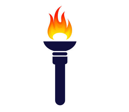 torch game design with flame illustration with Background Whiteのイラスト素材
