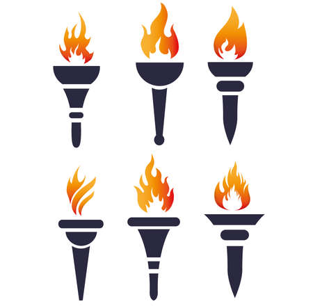abstract torch Collection design logo illustration on White Backgroundのイラスト素材