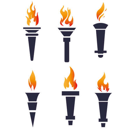 abstract torch Blue signs flame vector design illustration with White Backgroundのイラスト素材