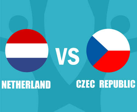 European football 2020 Round of 16.European soccer final.Netherlands vs Czechのイラスト素材
