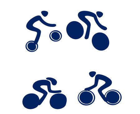sets bicycle sport design 2020 games abstract vector illustration symbols signs iconsのイラスト素材