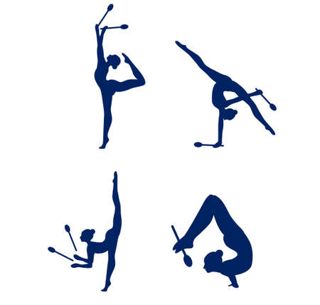 sets Rhythmic Gymnastics sport design 2020 games abstract vector illustration symbols signs iconsのイラスト素材