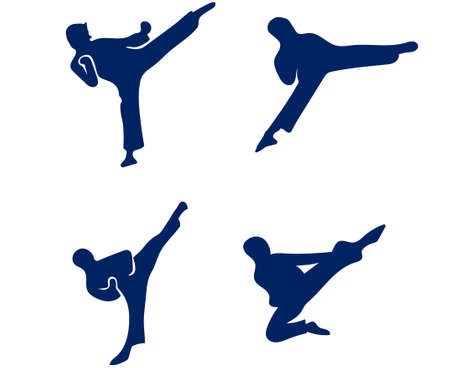 sets taekwondo sport design 2020 games abstract vector illustration symbols signs iconsのイラスト素材