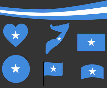 Somalia Flag Map Ribbon And Heart Icons Vector Illustration Abstract National Emblem Design Elements collectionのイラスト素材