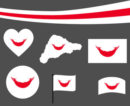 Easter Island Flag Map Ribbon And Heart Icons Vector Illustration Abstract National Emblem Design Elements collectionのイラスト素材
